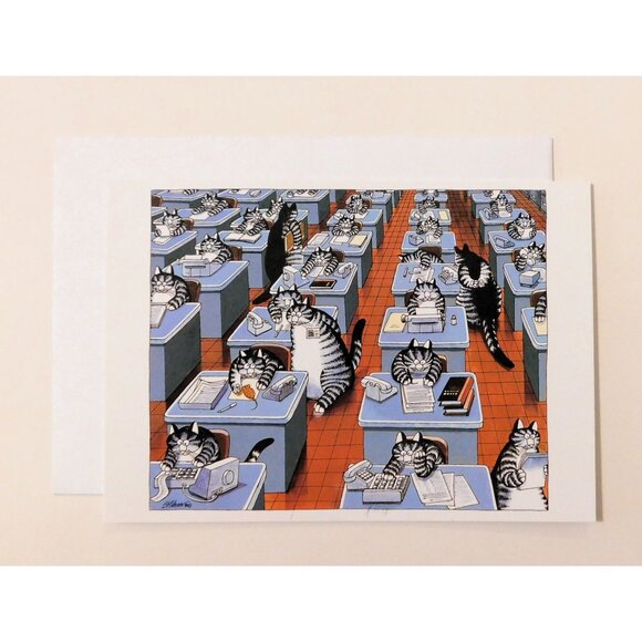 B. Kliban Cat Office Desks Phones Blank Note Card with Envelope 6.75" x 4.75" - Picture 1 of 2